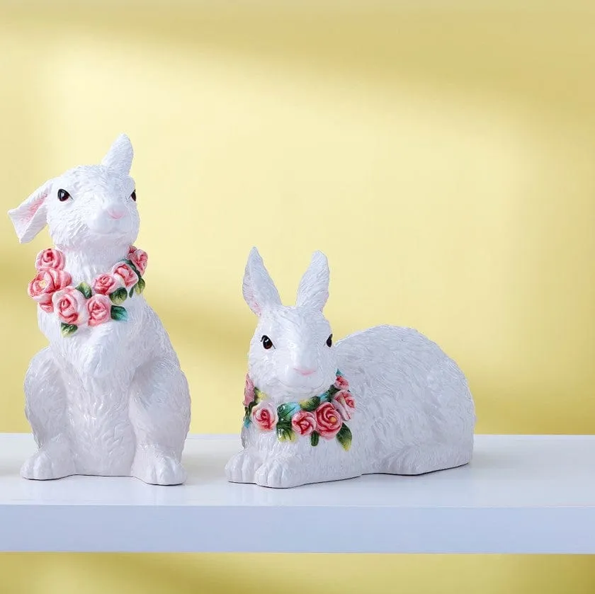 Fitz and Floyd La Fleur Rabbit statuina coniglio sdraiato