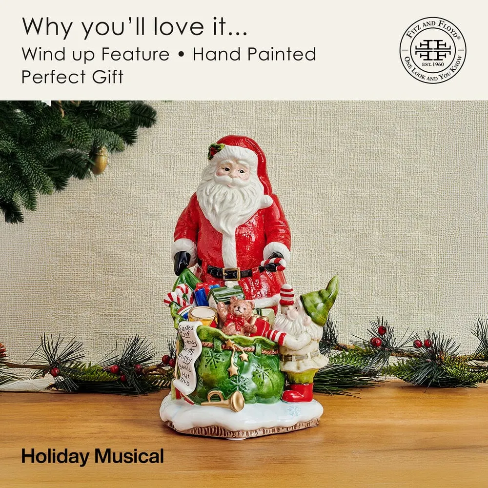 Fitz and Floyd Holiday Musical Santa statuetta elfo 28 cm