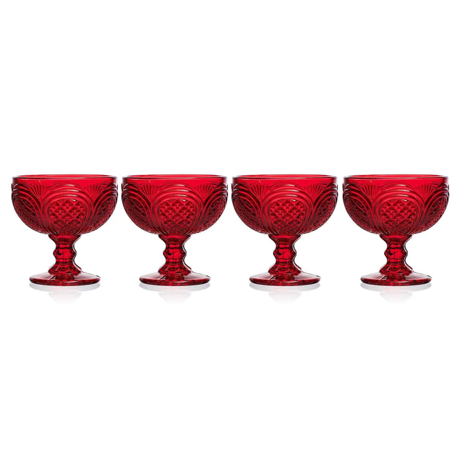 Fitz and Floyd Sicily Red coppette dessert set 4 vetro rosso