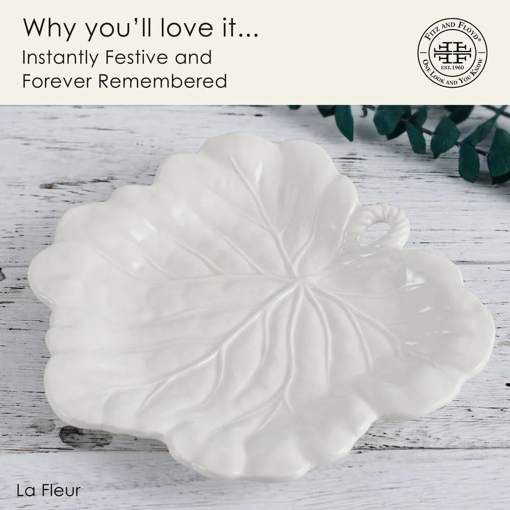 Fitz and Floyd La Fleur Leaf set 2 piatti insalata terracotta
