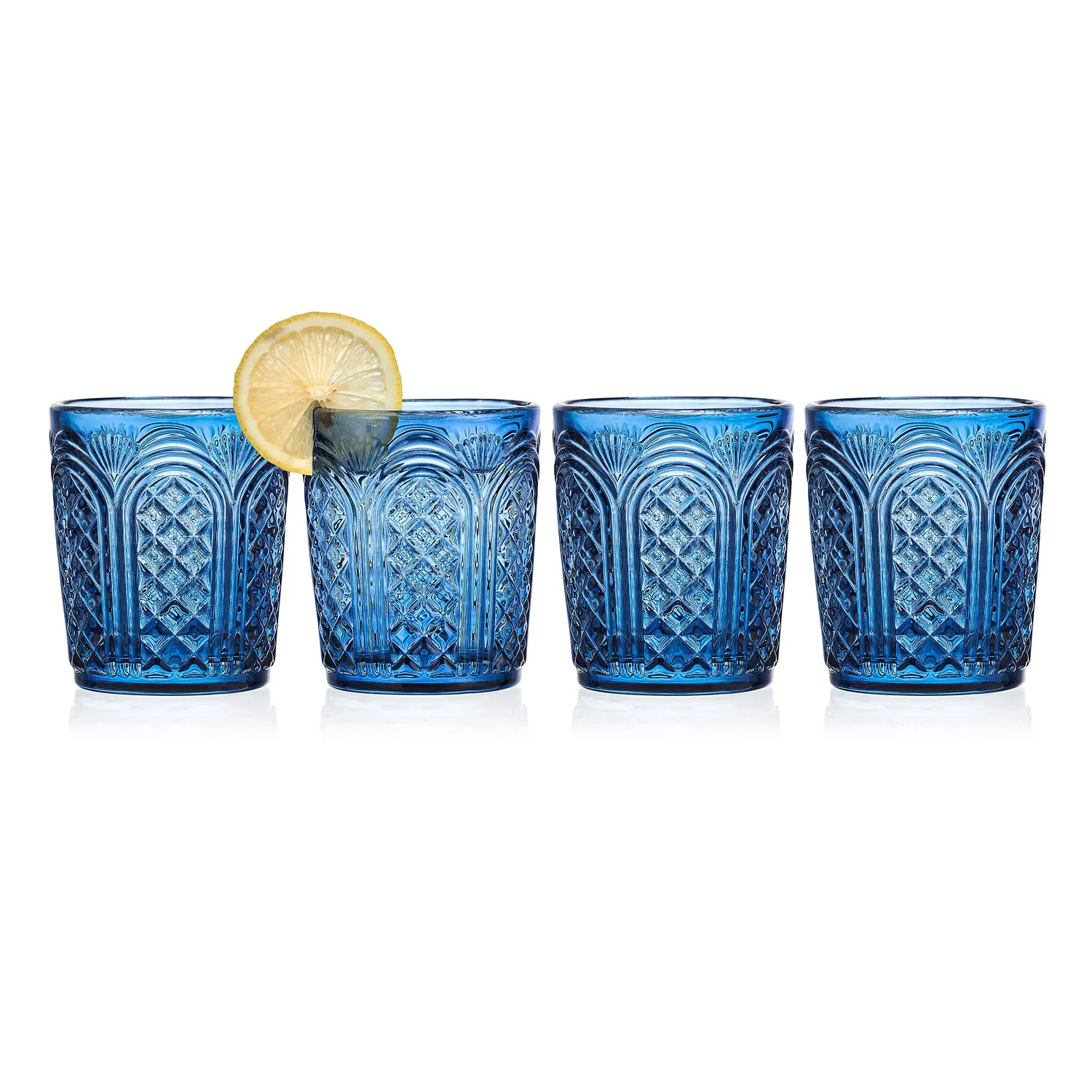 Fitz and Floyd Sicily Blue bicchieri whisky 4 pezzi blu