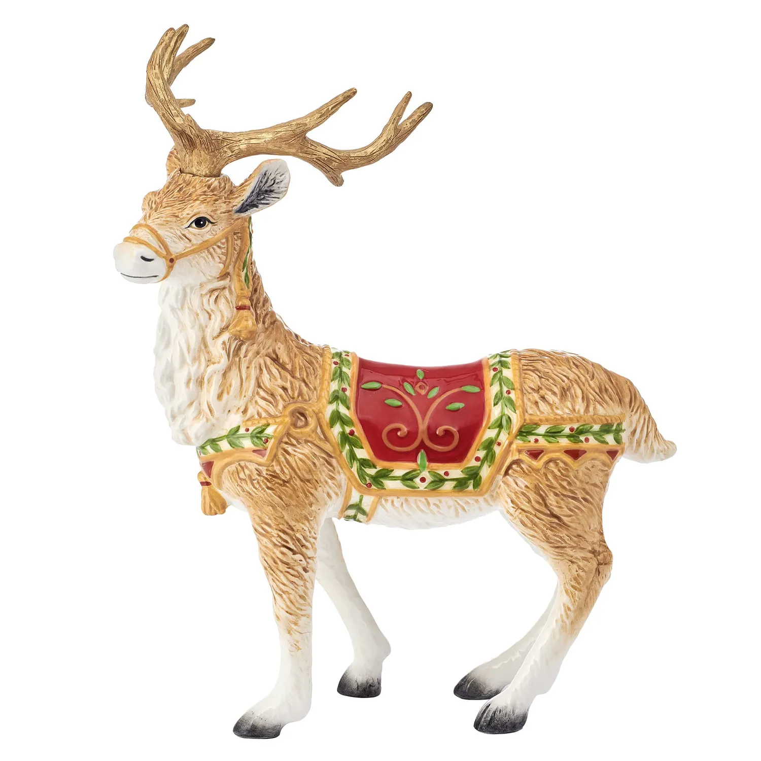 Fitz and Floyd Santa's Gift renna statuetta natale 25 cm terracotta