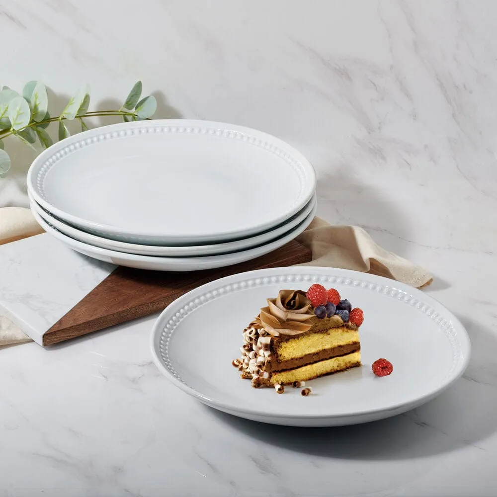 Fitz and Floyd Everyday White Beaded piatti insalata set 4 porcellana