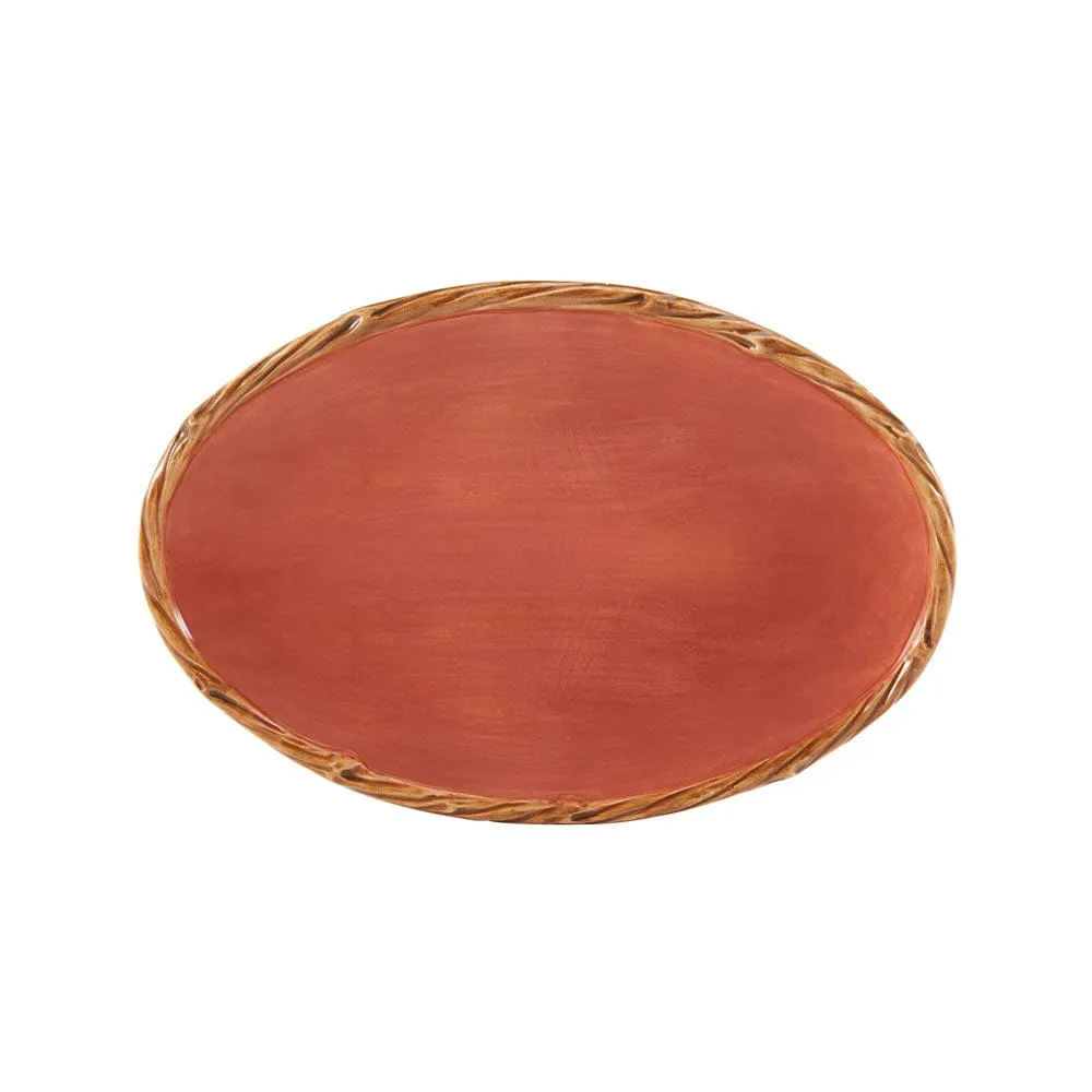 Fitz and Floyd Harvest salsiera foglia con vassoio terracotta