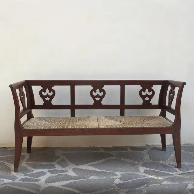 Divano Lira Fine 700 legno seduta paglia vintage