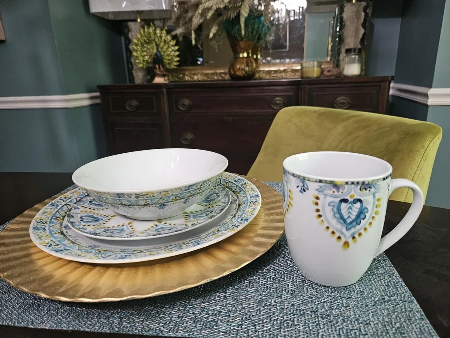 Fitz and Floyd Jodhpur Delight servizio piatti 32 pezzi porcellana