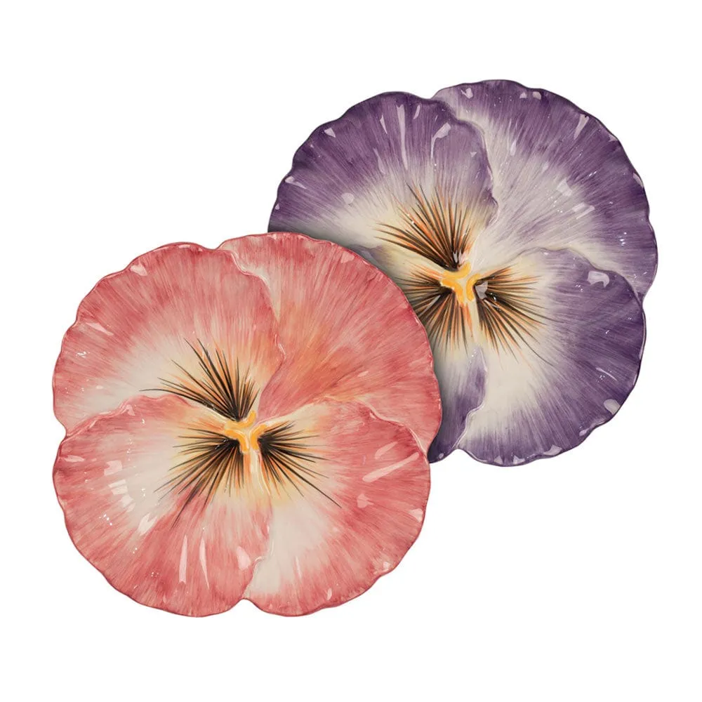 Fitz and Floyd Halcyon set 2 piatti antipasto viola fiore