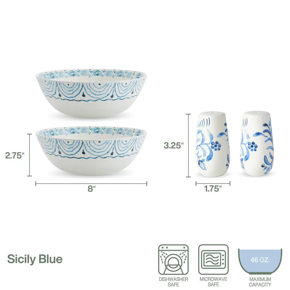 Fitz and Floyd Sicily Blue set 2 ciotole con sale e pepe