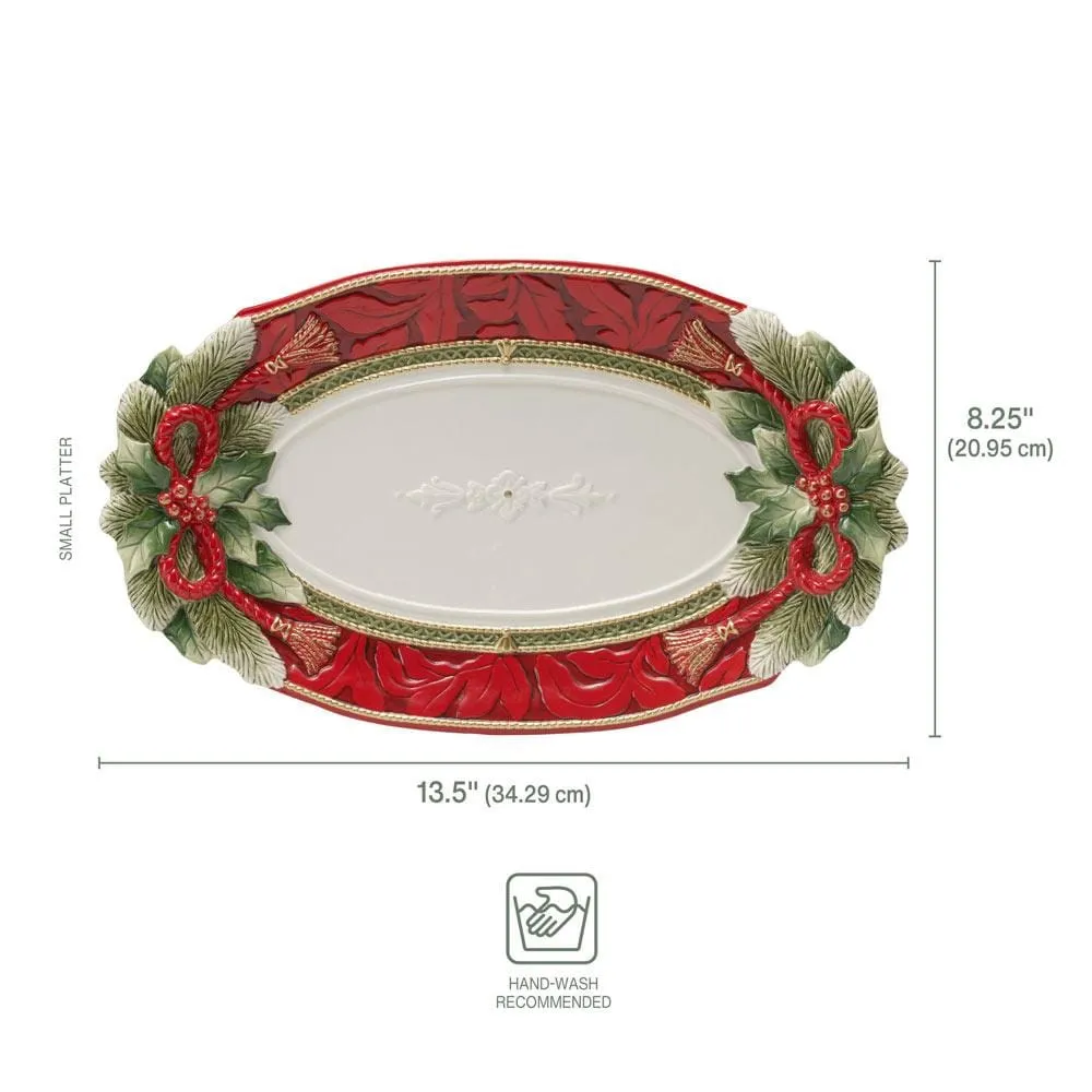 Fitz and Floyd Holiday Home vassoio ceramica piccolo natalizio