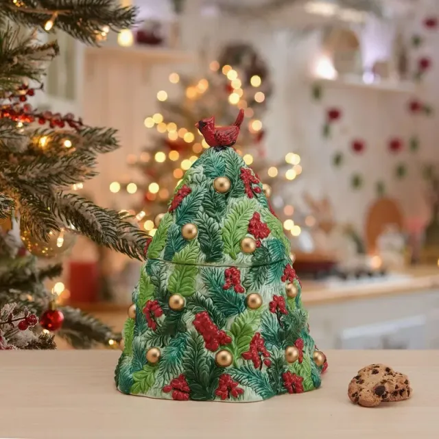 Fitz and Floyd Christmas Tree biscottiera albero Natale verde