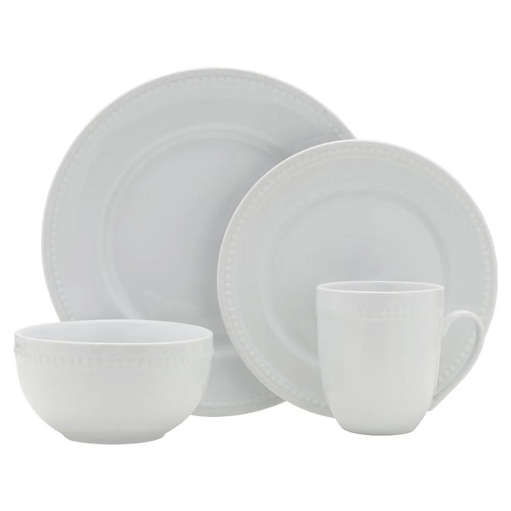 Fitz and Floyd Everyday White Beaded servizio piatti 8 persone 32pz