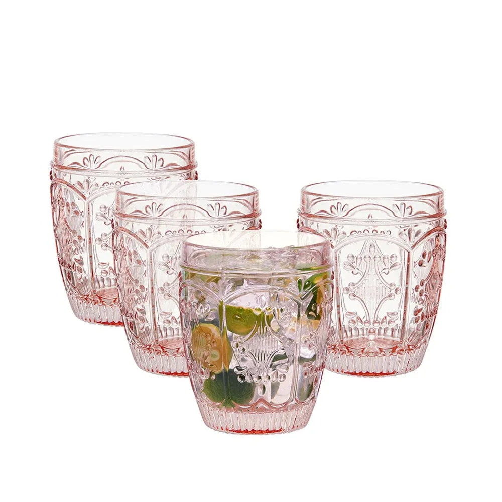 Fitz and Floyd Trestle tumbler old fashioned rosa 4 pezzi 300ml