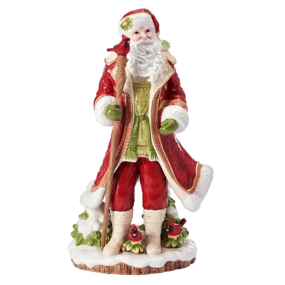 Fitz and Floyd Poinsettia Holiday statuetta Santa rosso 44 cm