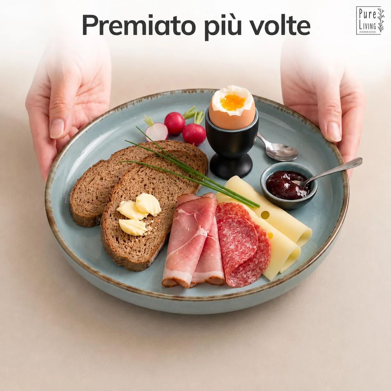 Pure Living Rustic Set 6 Piatti Colazione Blu Fumo Ceramica