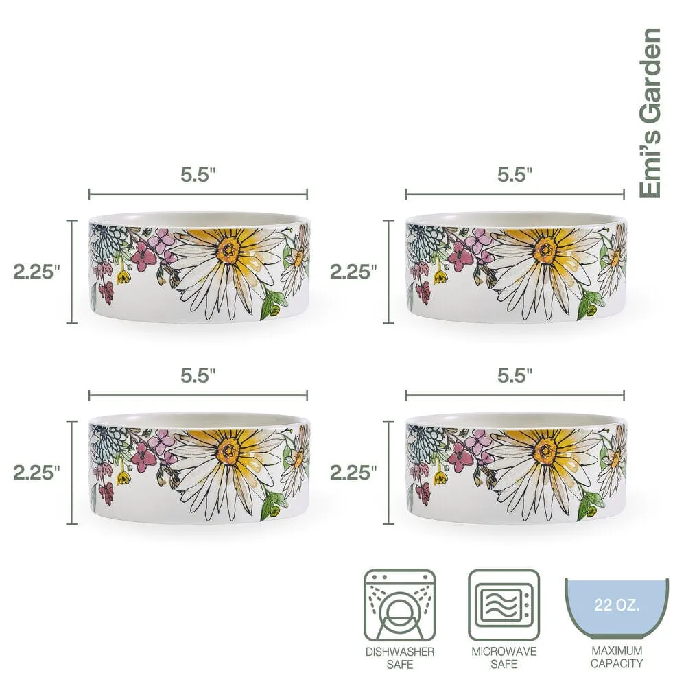 Fitz and Floyd Emi's Garden set 4 ciotoline snack floreali