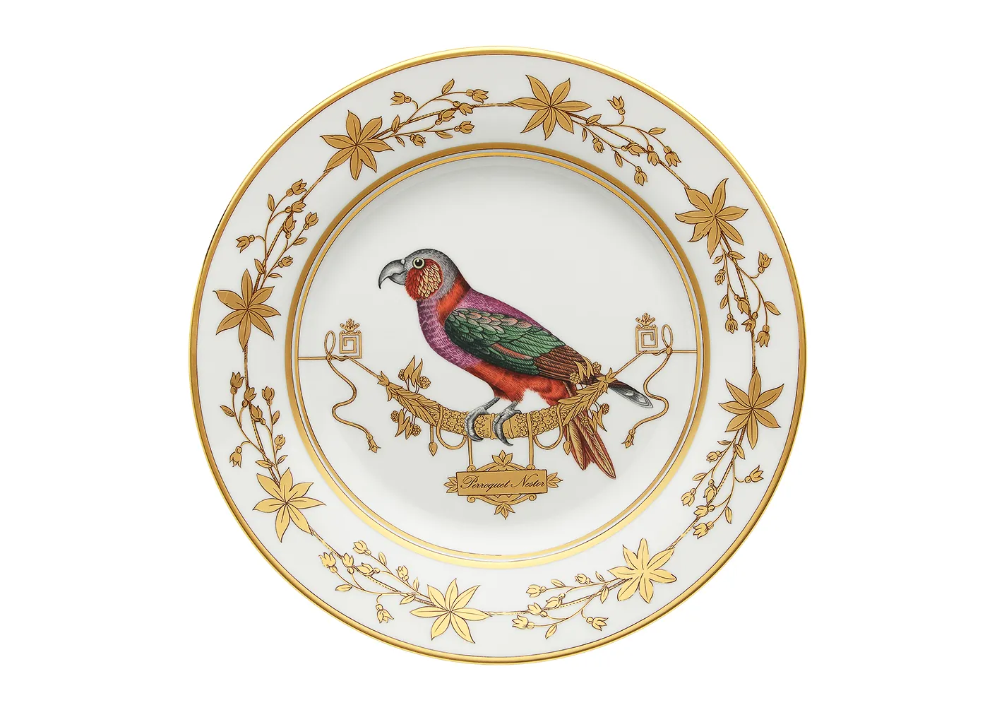 Richard Ginori Volière piatto piano porcellana oro