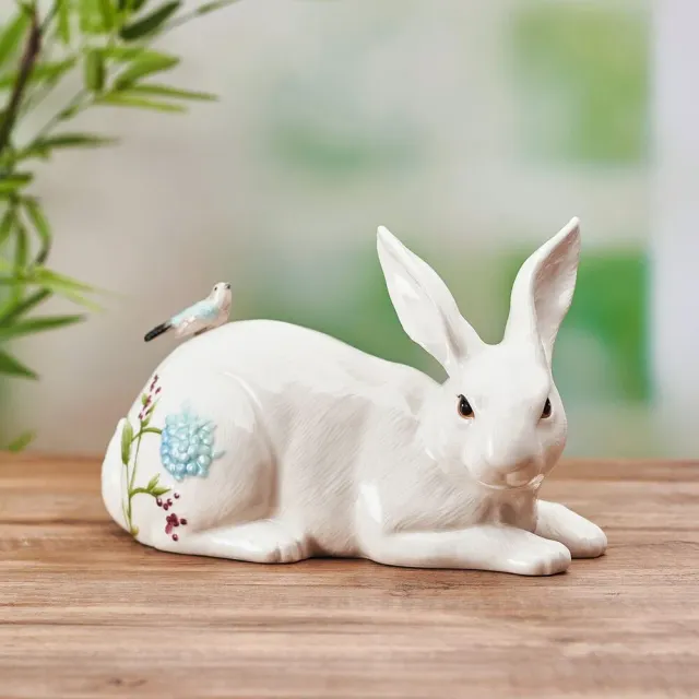 Fitz and Floyd Meadow Rabbit statuetta coniglio 25 cm bianca