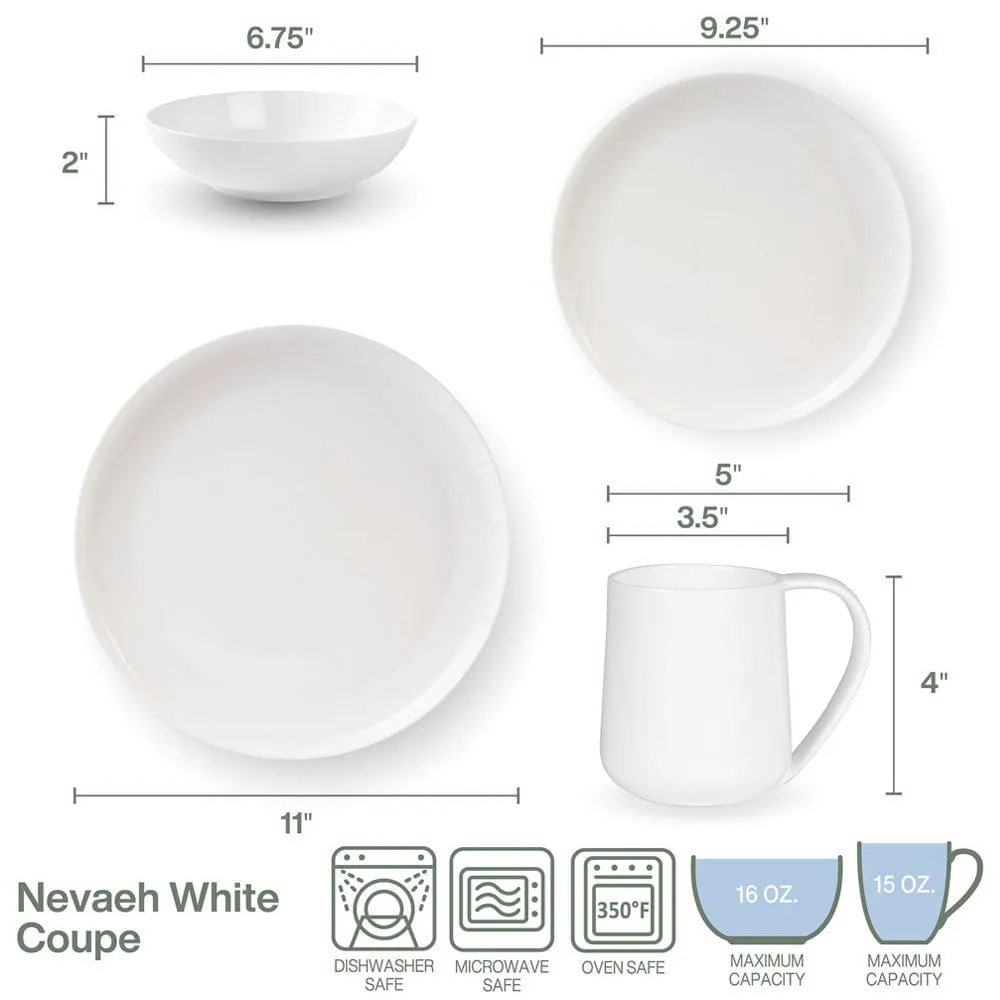 Fitz and Floyd Nevaeh White Coupe servizio piatti 16 pezzi bone china
