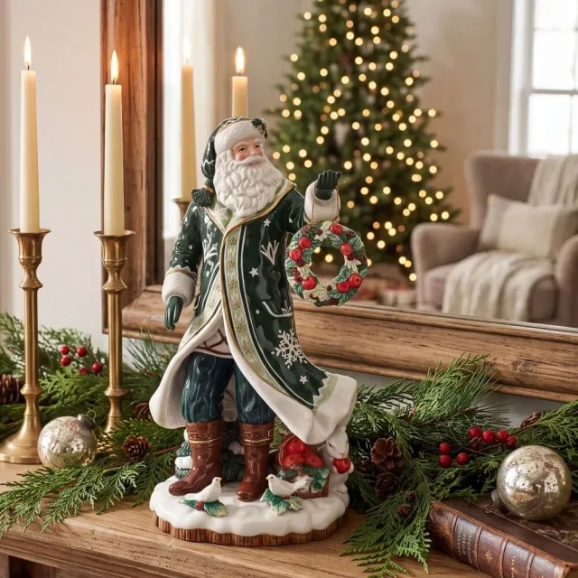 Fitz and Floyd Winter Frost Santa statuina Babbo Natale 18 IN