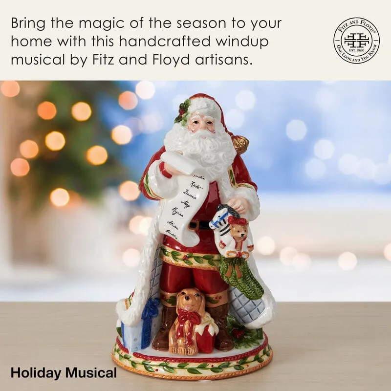 Fitz and Floyd Santa's Gift Musical Figurine statuina musicale 23,5 cm