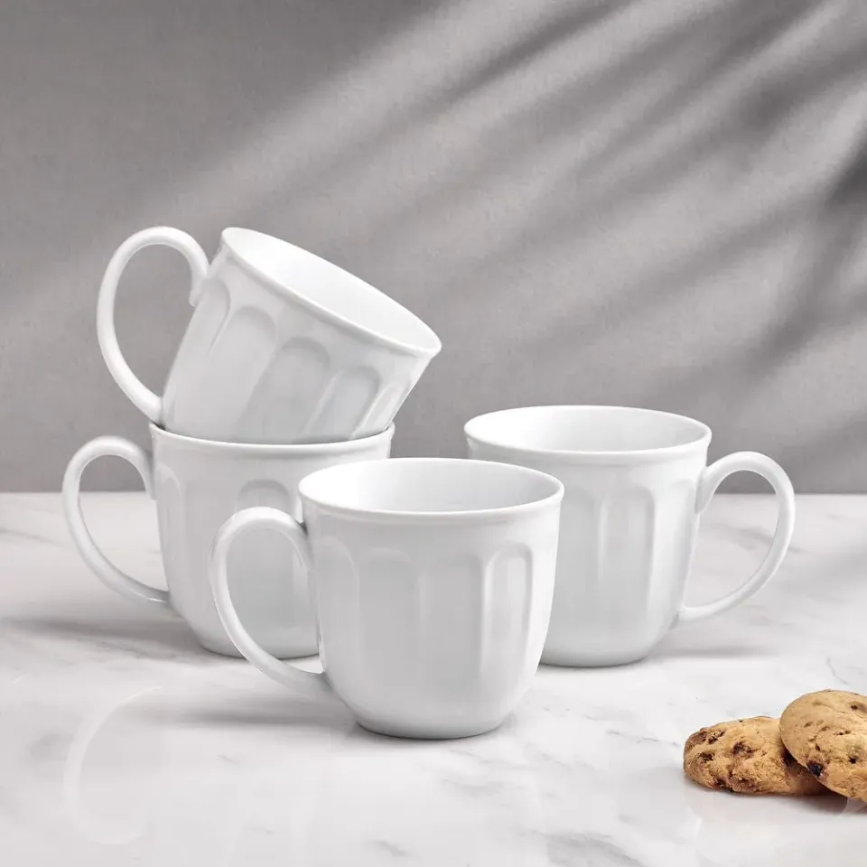 Fitz and Floyd Everyday White Vintage tazze mug bianchi 4 pezzi