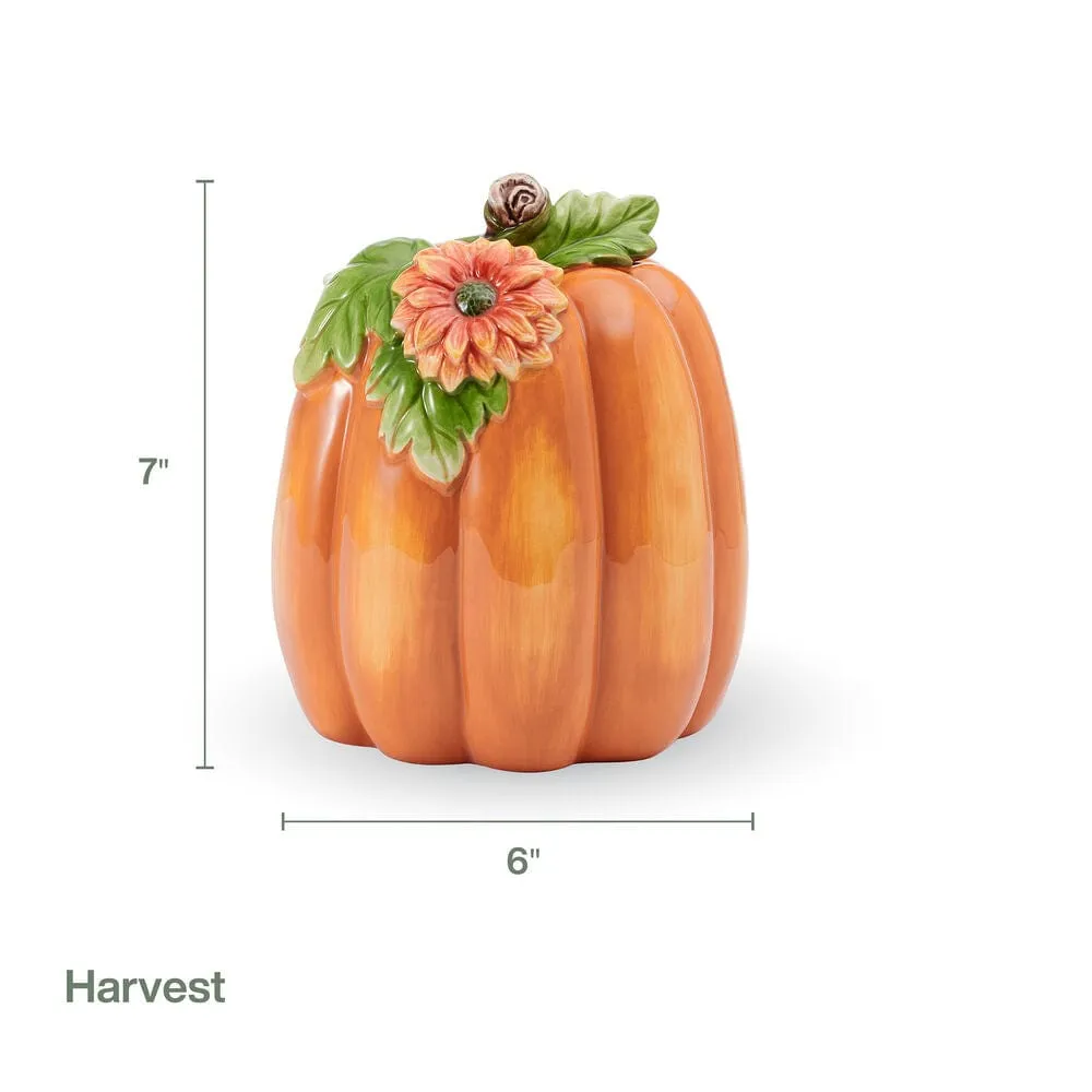 Fitz and Floyd Harvest zucca decorativa alta fiori autunno