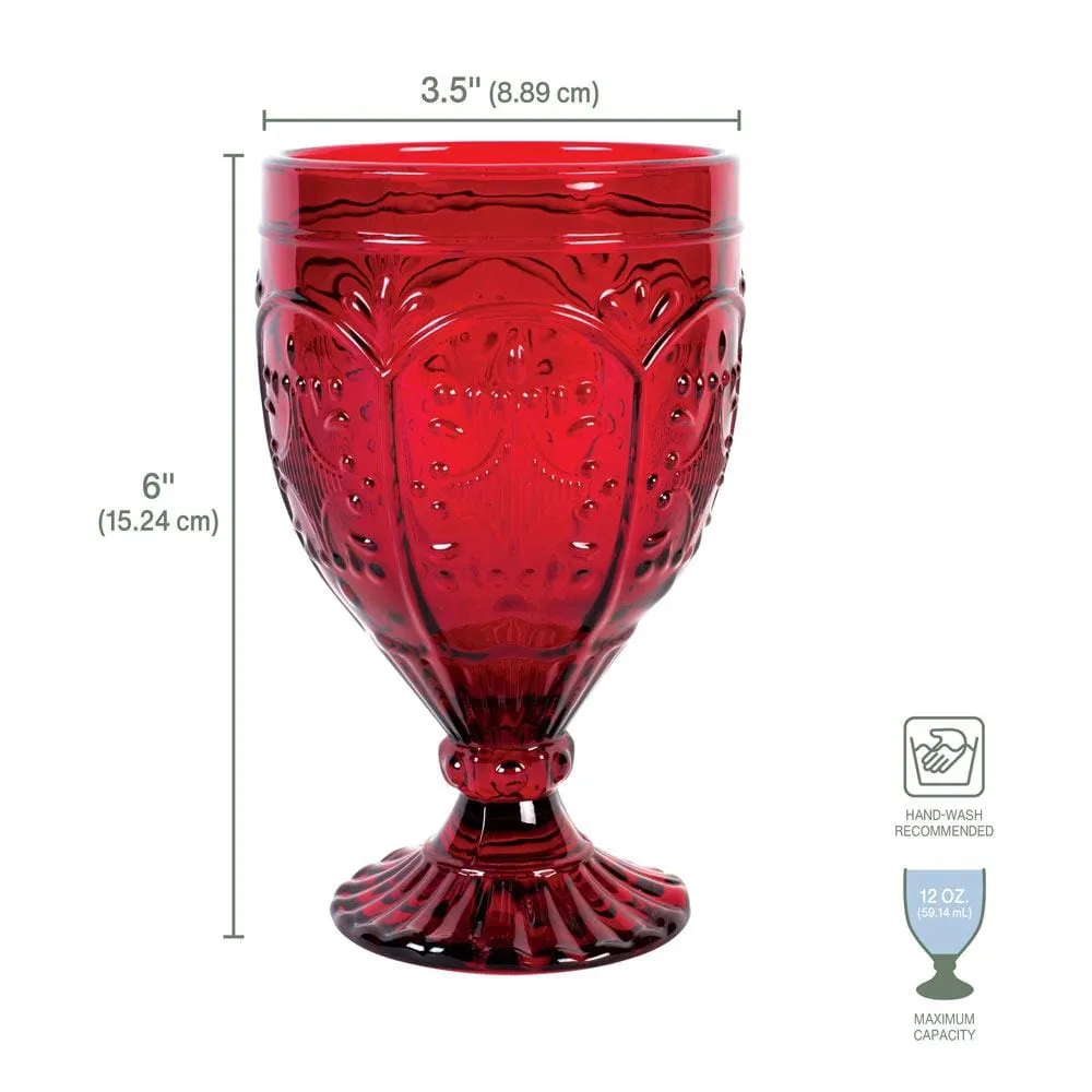 Fitz and Floyd Trestle calici vetro rossi set 4 pezzi 355 ml