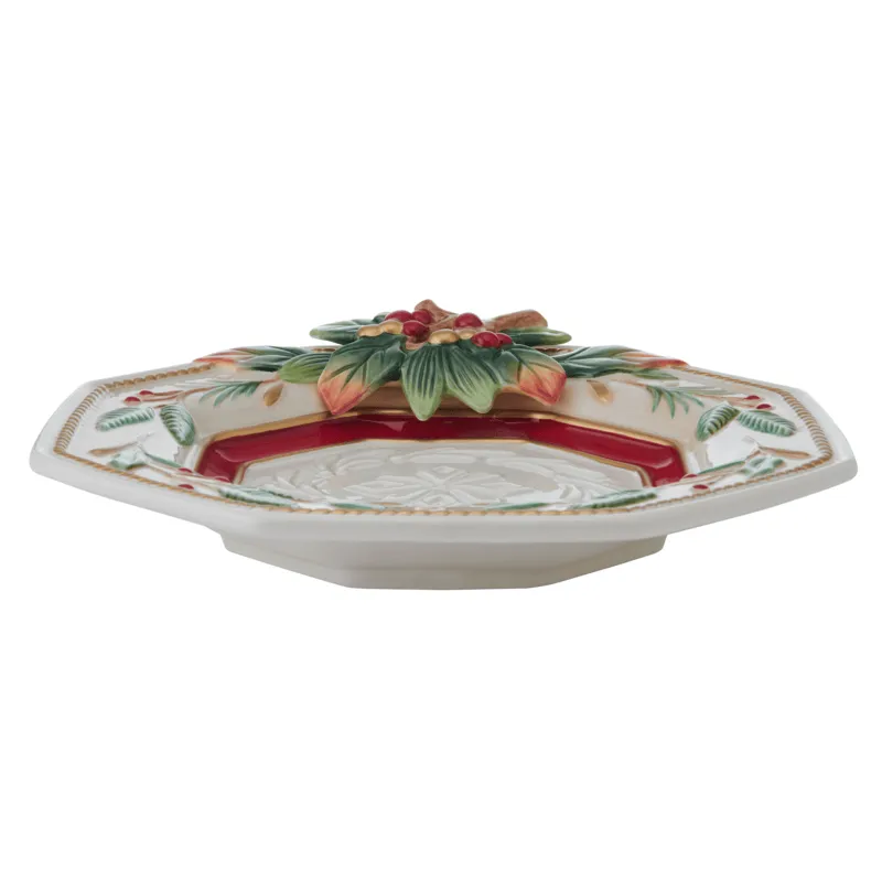 Fitz and Floyd Woodland Holiday piatto ottagonale acacia