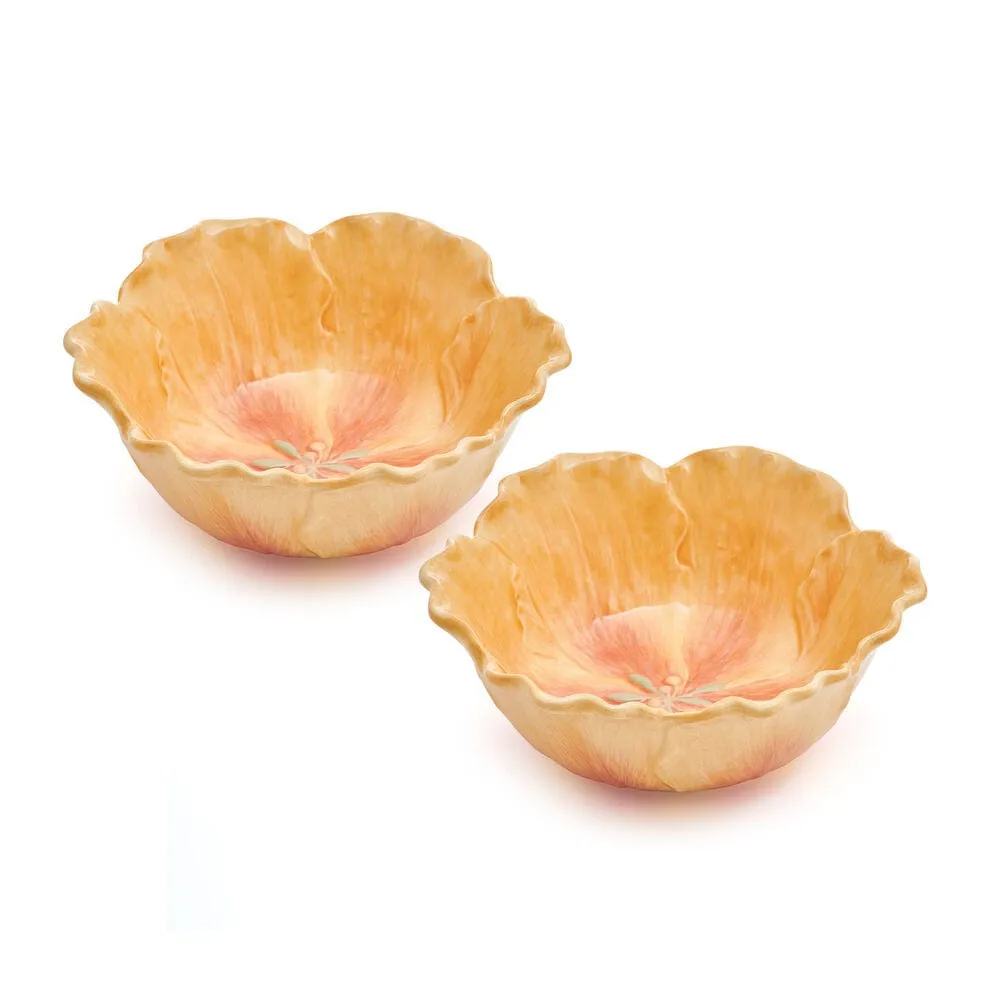 Fitz and Floyd Meadow Tulip ciotole set 2 pezzi gialle
