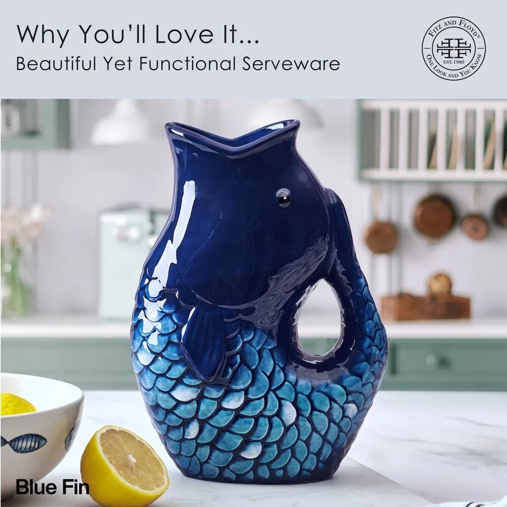 Fitz and Floyd Coastal Blue Fin brocca blu terraglia
