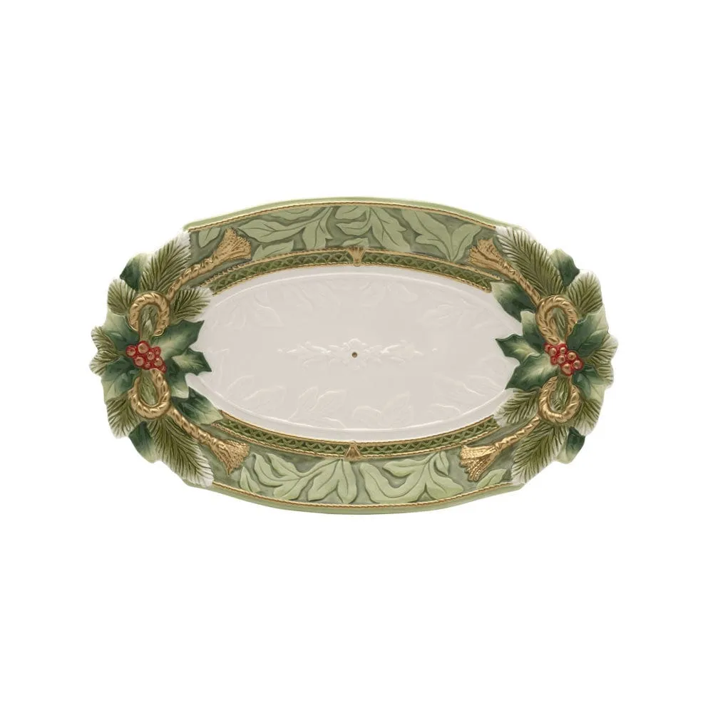 Fitz and Floyd Holiday Home vassoio piccolo verde natale