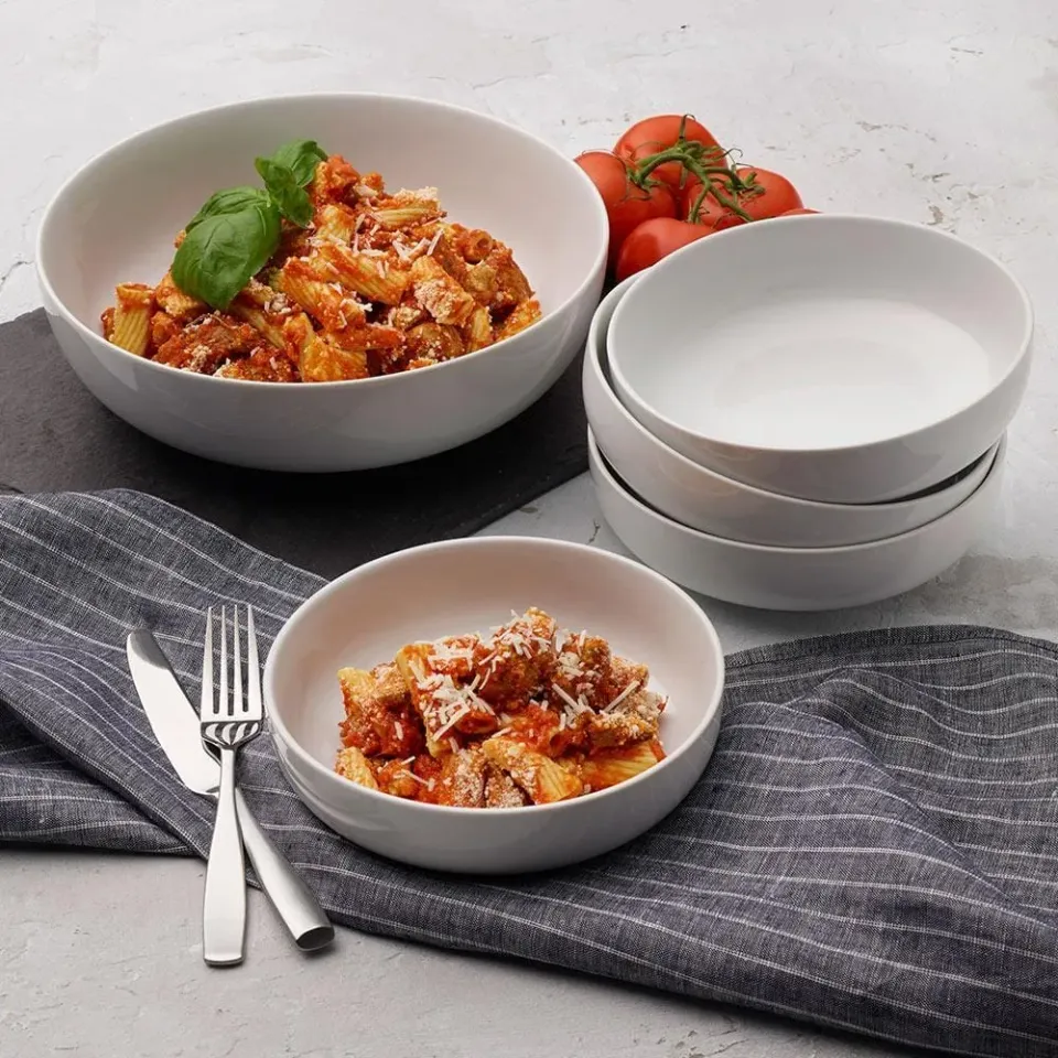 Fitz and Floyd Everyday White set ciotole pasta 5 pezzi porcellana
