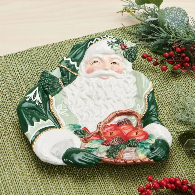 Fitz and Floyd Winter Frost Santa piatto antipasti in ceramica