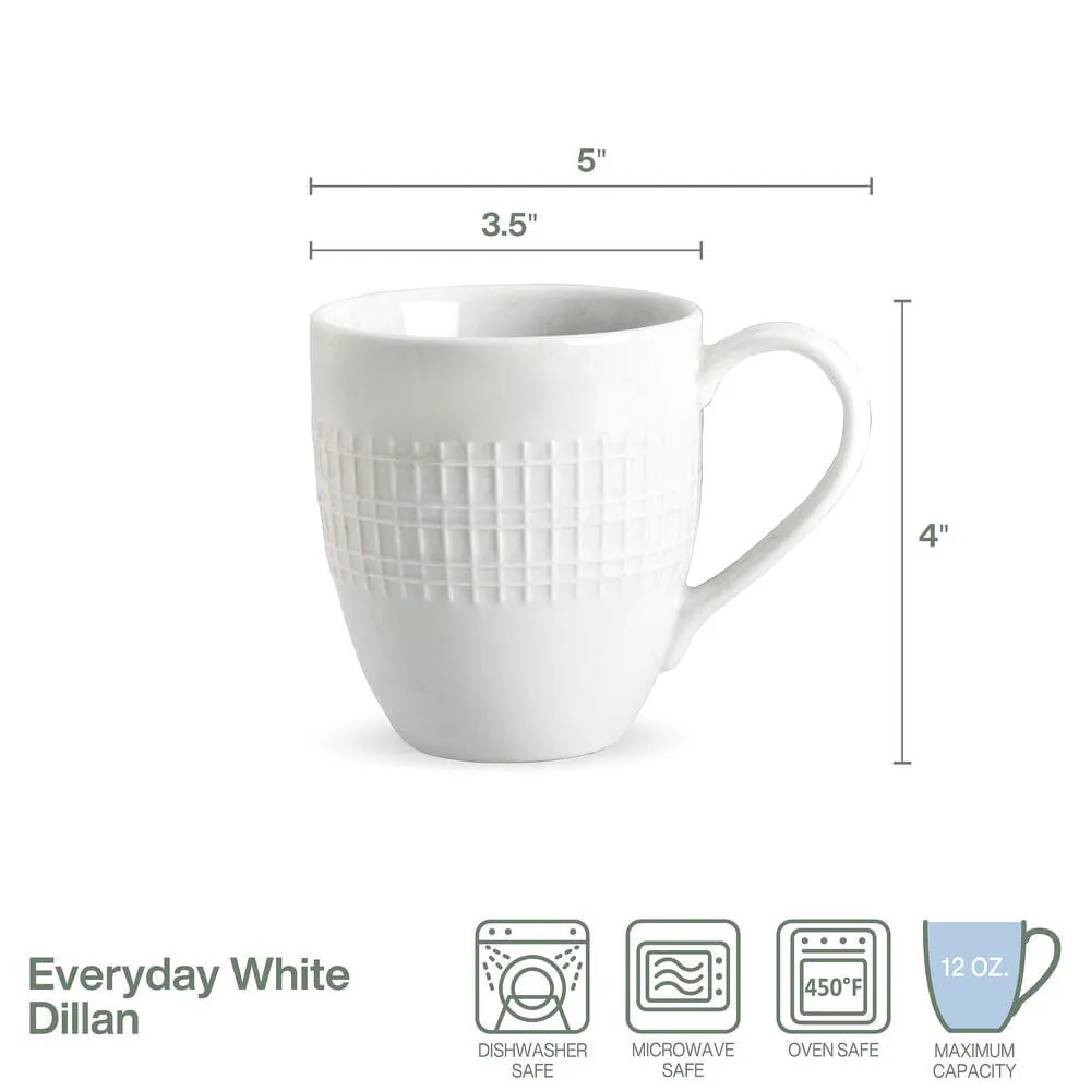Fitz and Floyd Everyday White Dillan set 4 tazze mug bianche