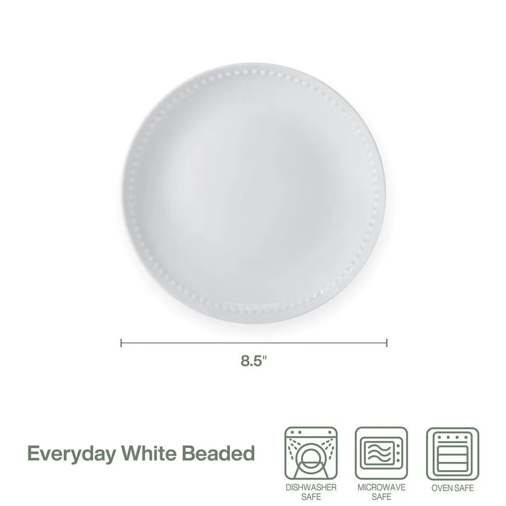 Fitz and Floyd Everyday White Beaded piatti insalata set 4 porcellana