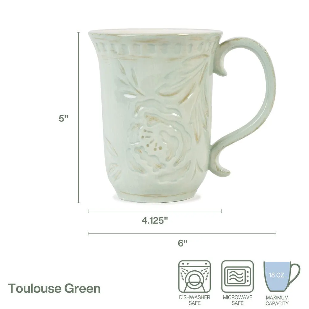 Fitz and Floyd Toulouse Green set 4 mug in gres verde