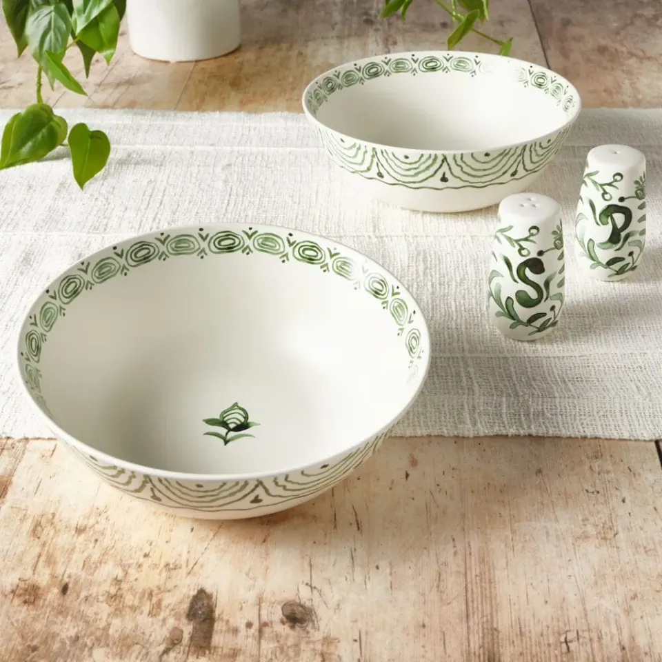 Fitz and Floyd Sicily Green set 2 ciotole + sale e pepe