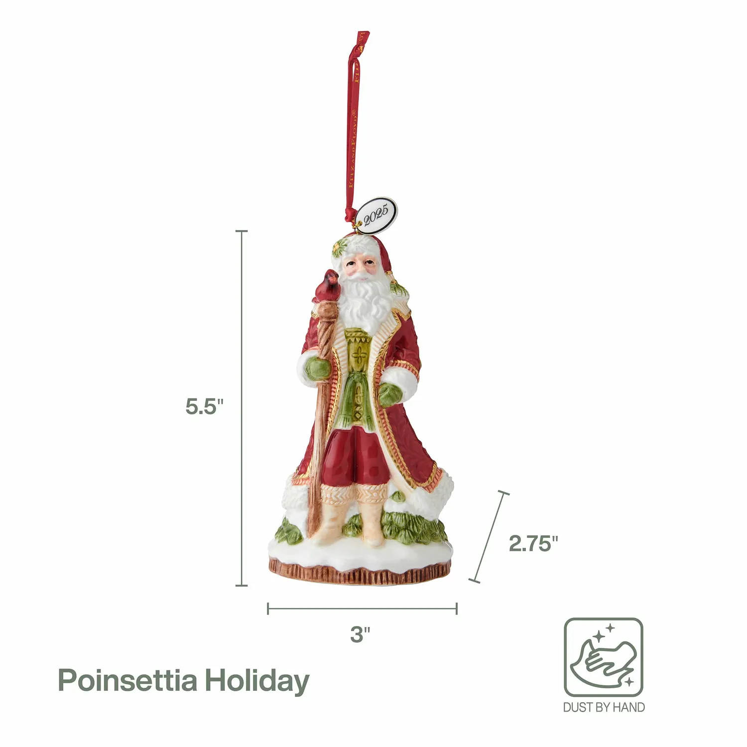 Fitz and Floyd Poinsettia Santa Bell campana Natale 2025