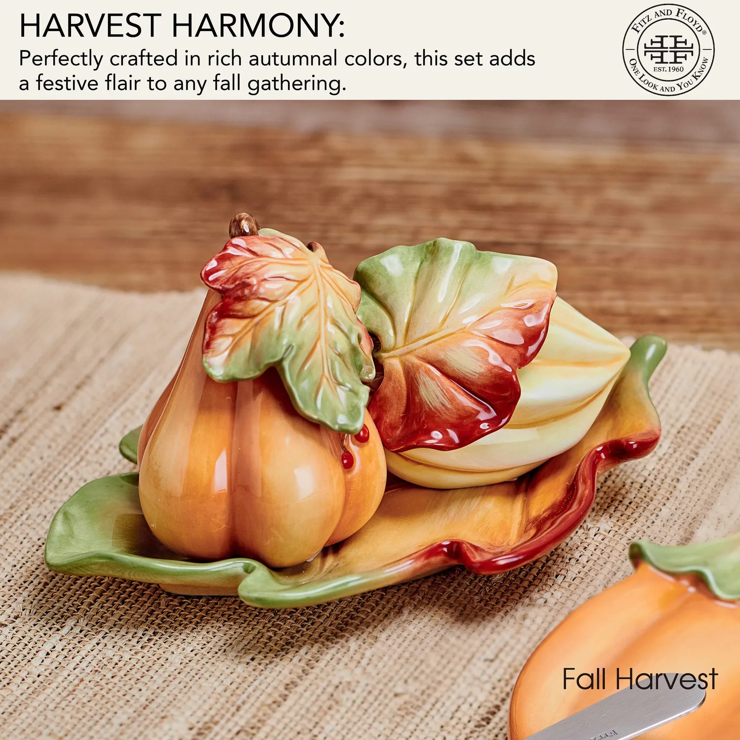 Fitz and Floyd Harvest set sale e pepe zucca