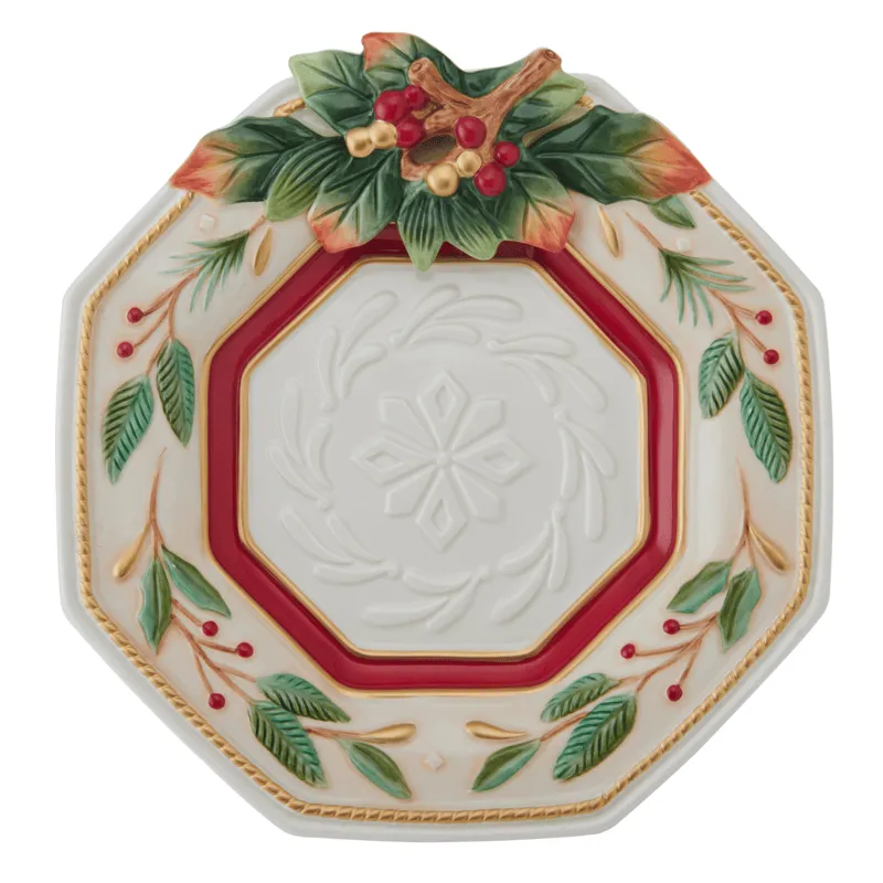 Fitz and Floyd Woodland Holiday piatto ottagonale acacia