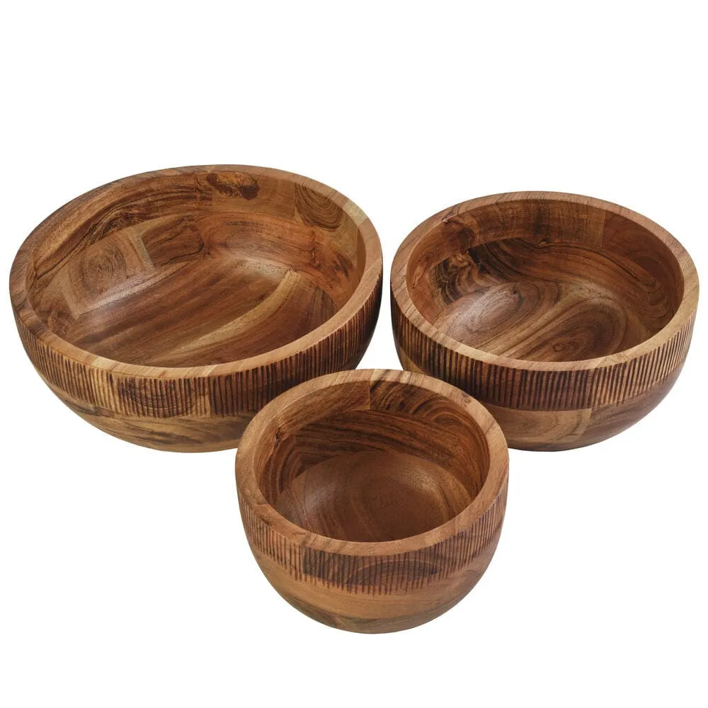 Fitz and Floyd Caleb set 3 ciotole legno acacia