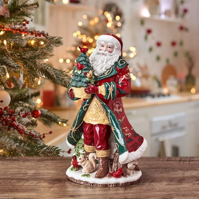 Fitz and Floyd Bellacara Studio Santa statuina Natale 12.75 IN