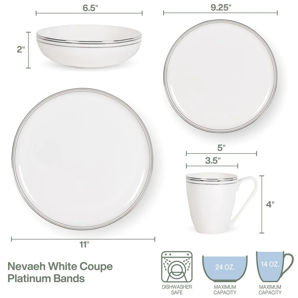 Fitz and Floyd Nevaeh White servizio piatti 16 pezzi platino per 4