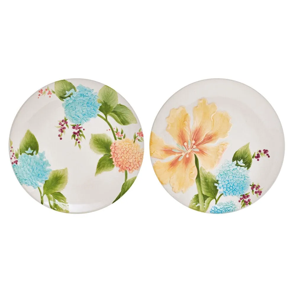 Fitz and Floyd Meadow piatti insalata set 2 ceramica fiori