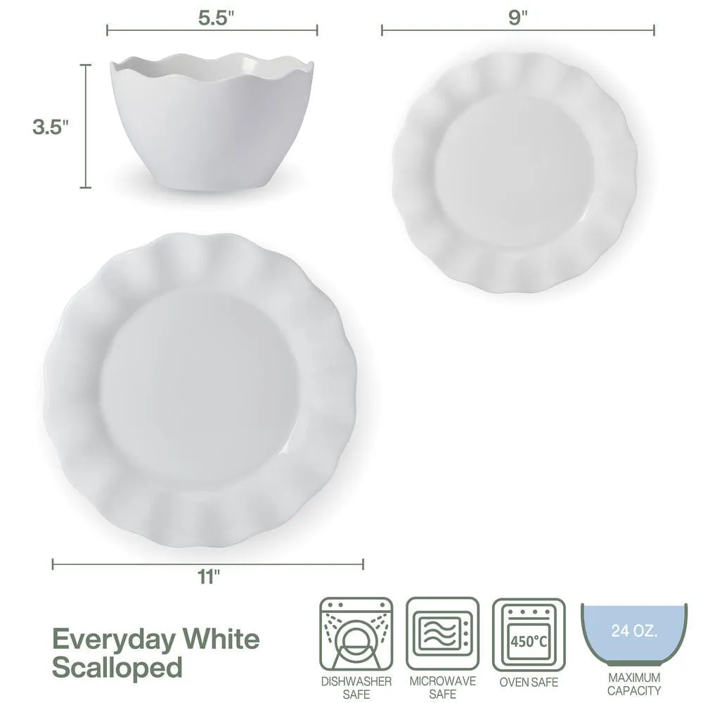 Fitz and Floyd Everyday White Scalloped servizio piatti 12 pezzi bianco