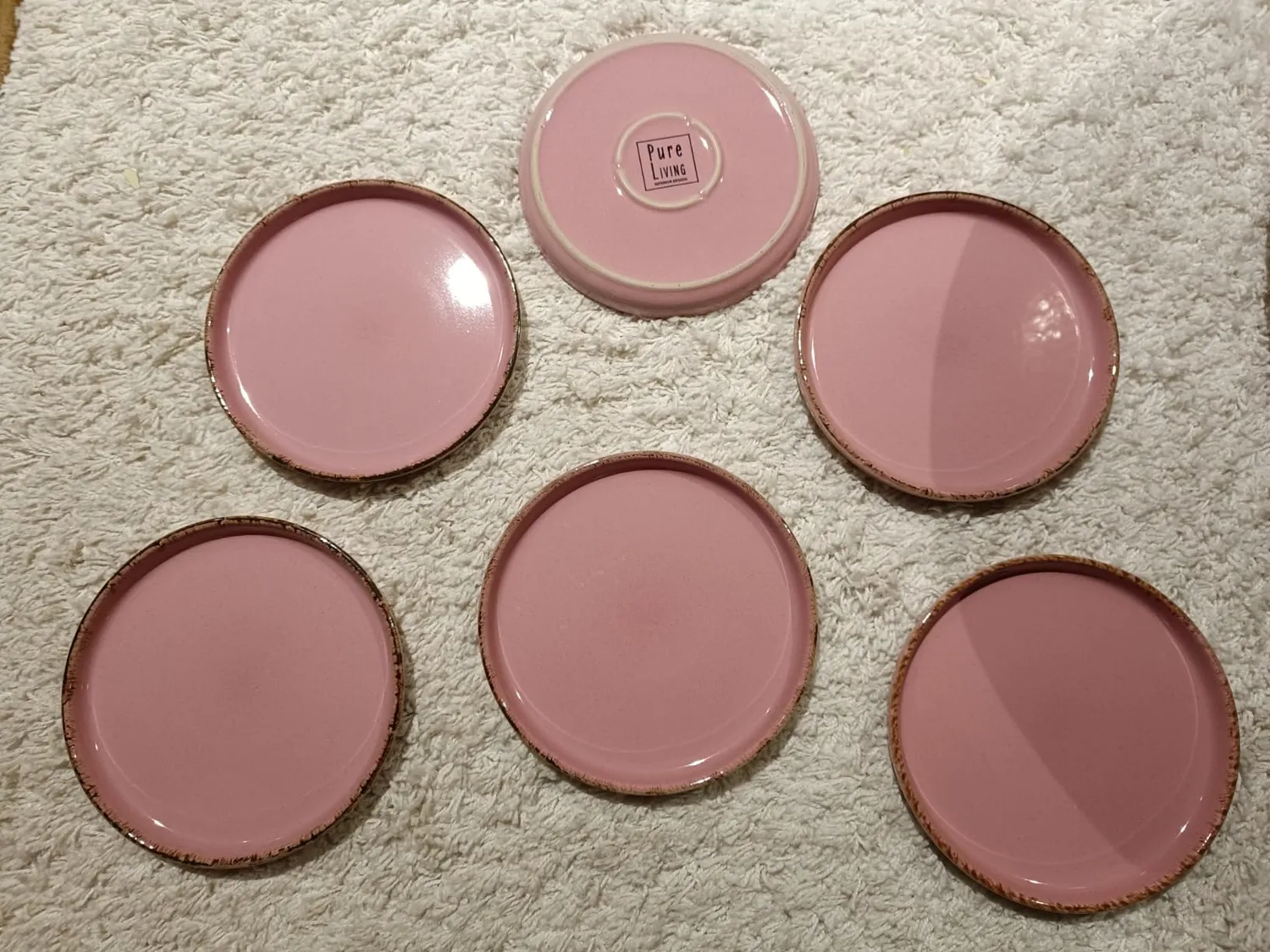 Pure Living Rustic set 6 piatti colazione gres rosa