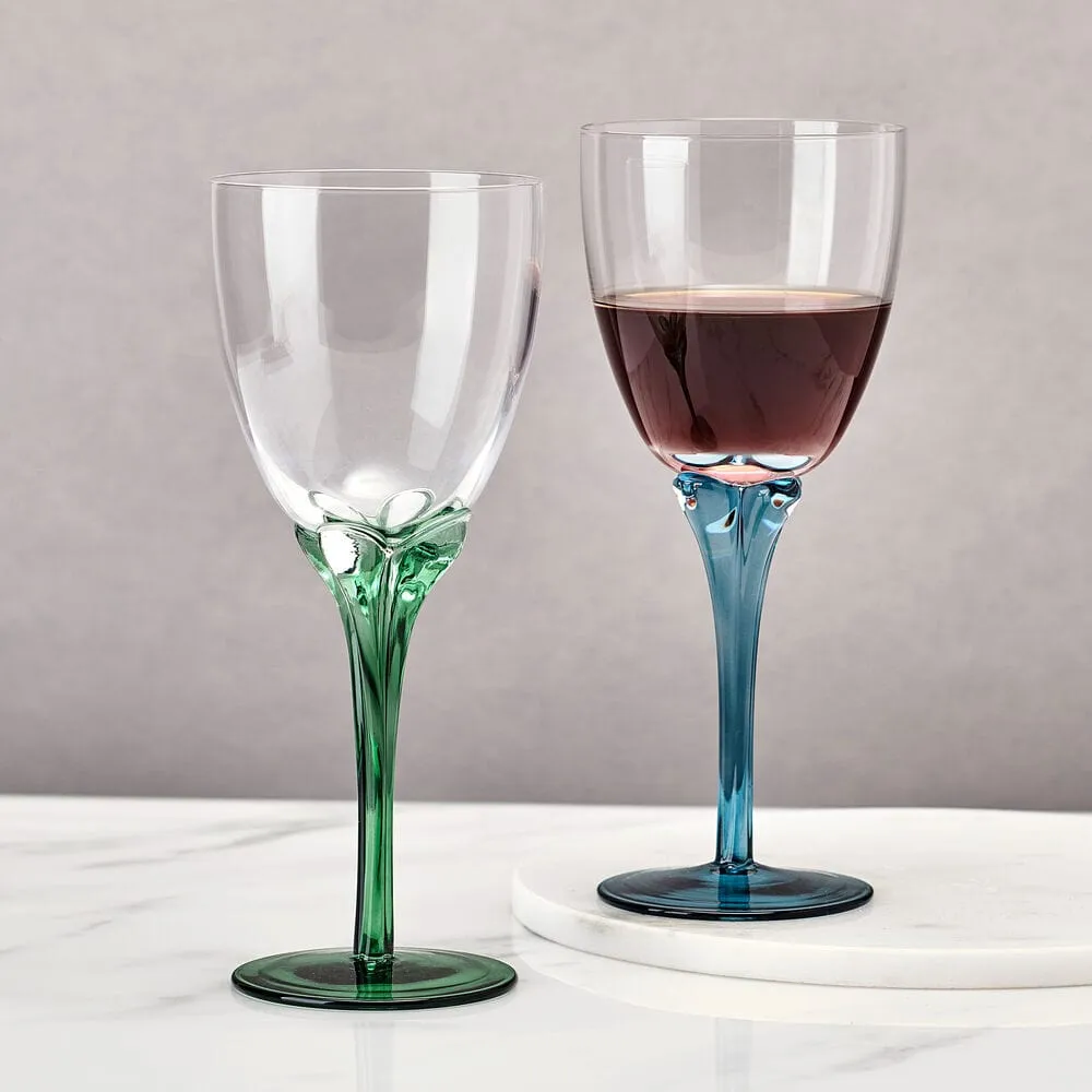 Fitz and Floyd Jardin calici vino verde set 4 pezzi