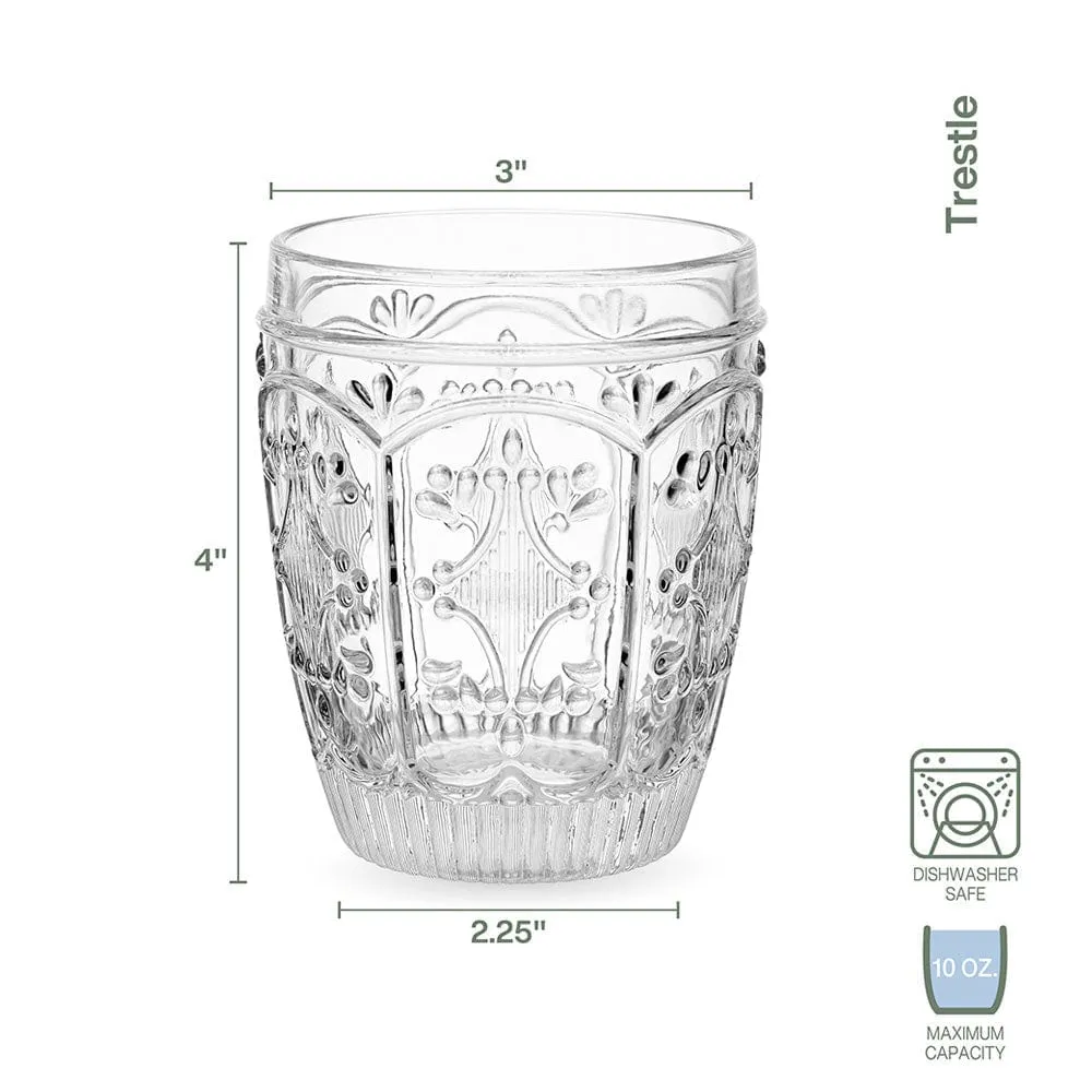Fitz and Floyd Trestle set 4 bicchieri whisky 300 ml vetro intagliato