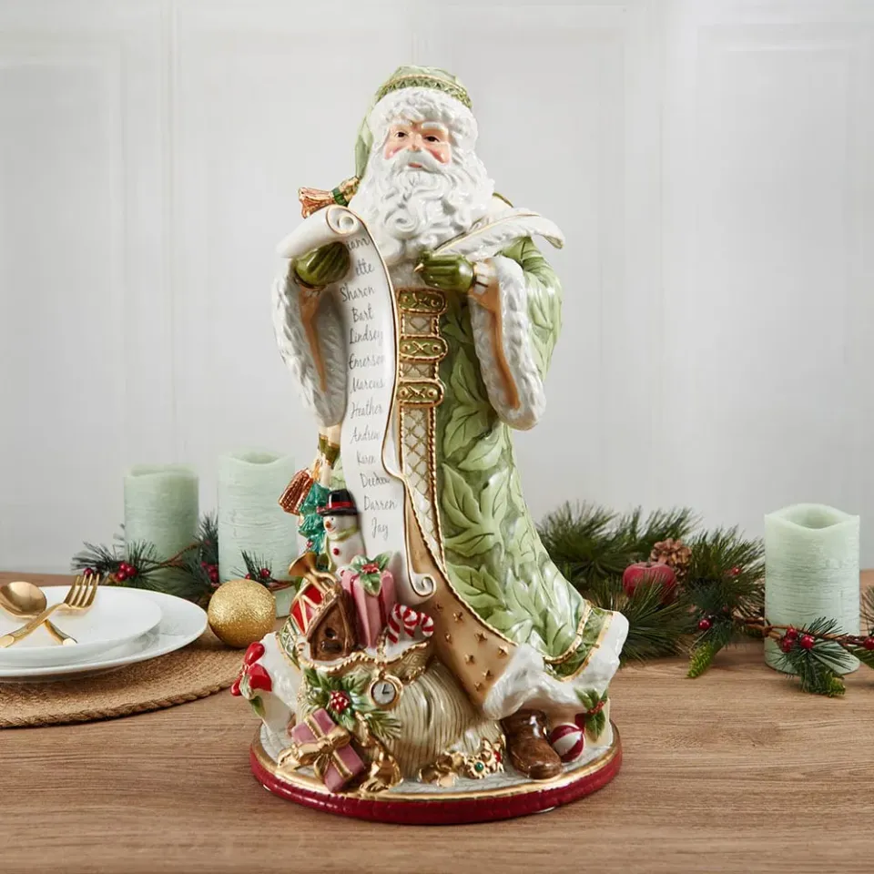 Fitz and Floyd Holiday Home Statuetta Babbo Natale Verde 47 cm