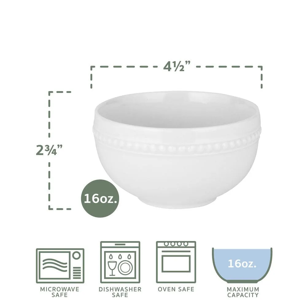 Fitz and Floyd Everyday White Beaded set 4 ciotole bianche